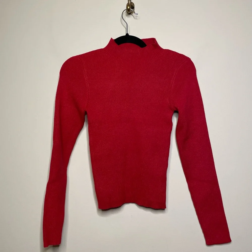 FARM Rio Red Ribbed Long-Sleeve Crop Top - Picture 7 of 12